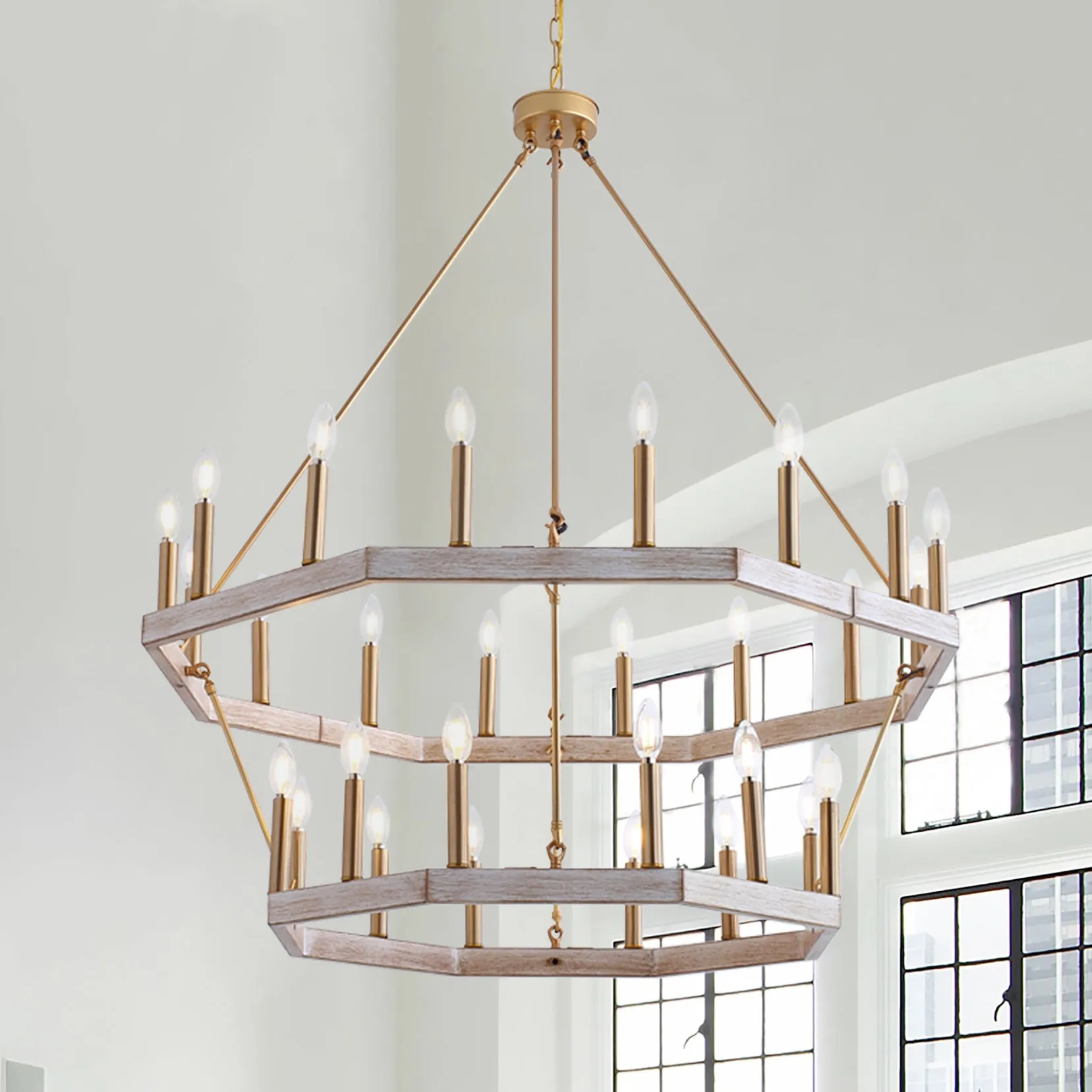 28-Lights Wagon Wheel-Shape Chandelier