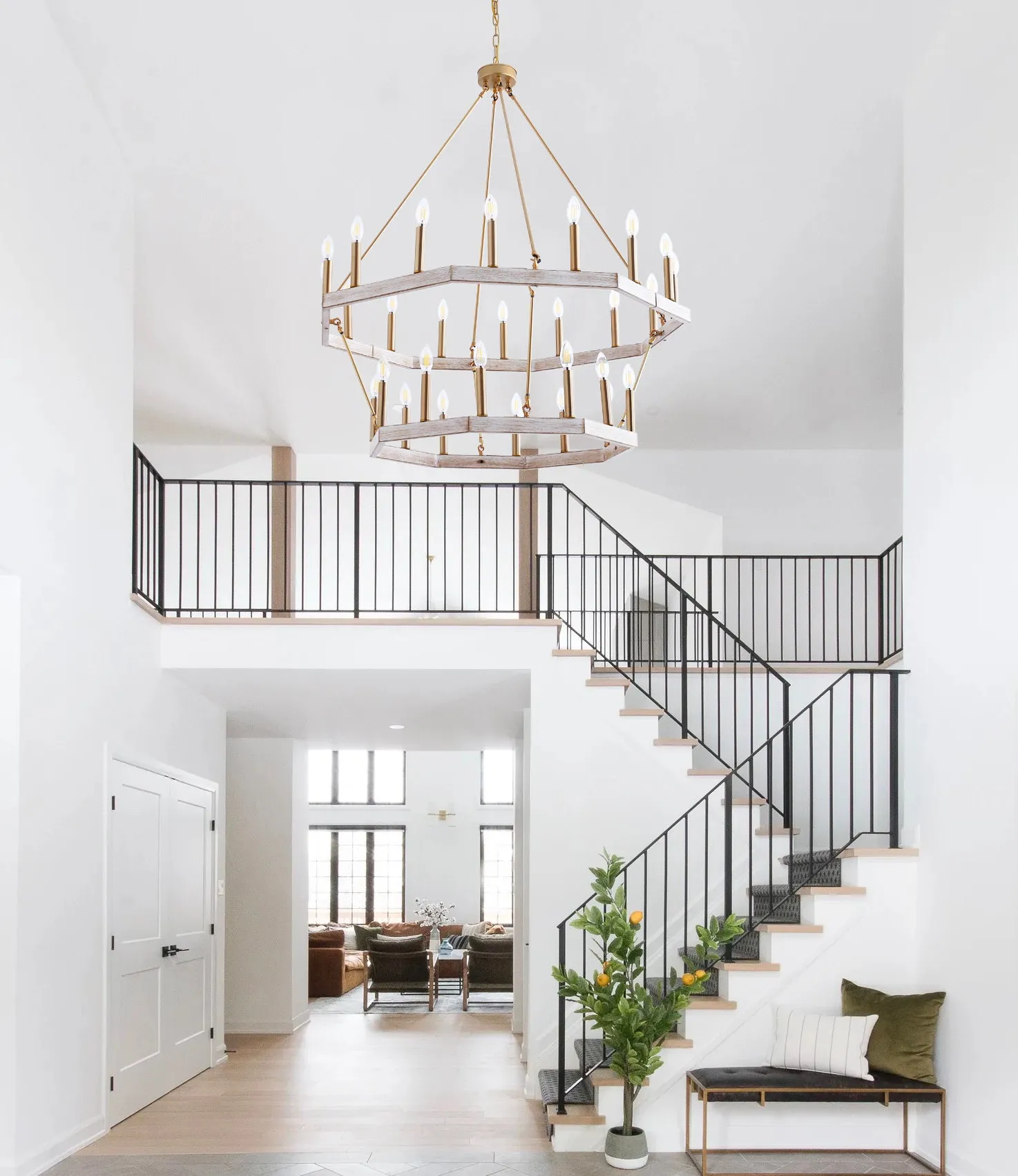28-Lights Wagon Wheel-Shape Chandelier