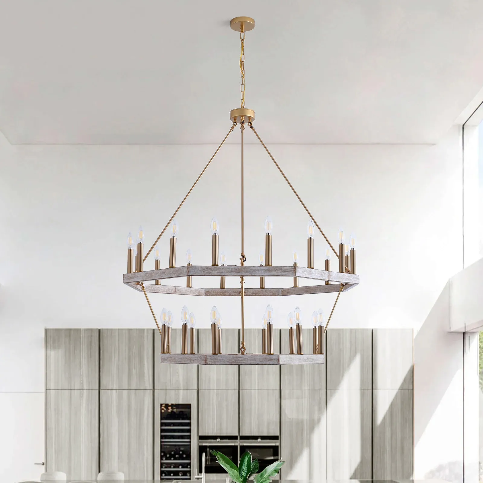 28-Lights Wagon Wheel-Shape Chandelier