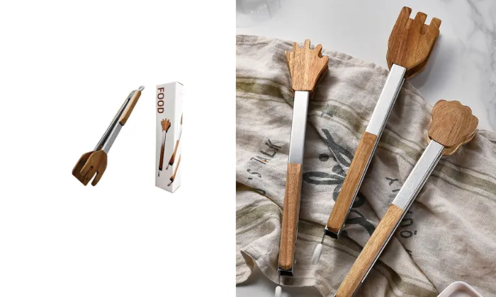 Acacia Wood & Stainless Steel Food Clip