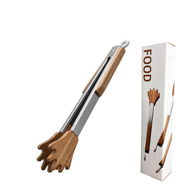 Acacia Wood & Stainless Steel Food Clip