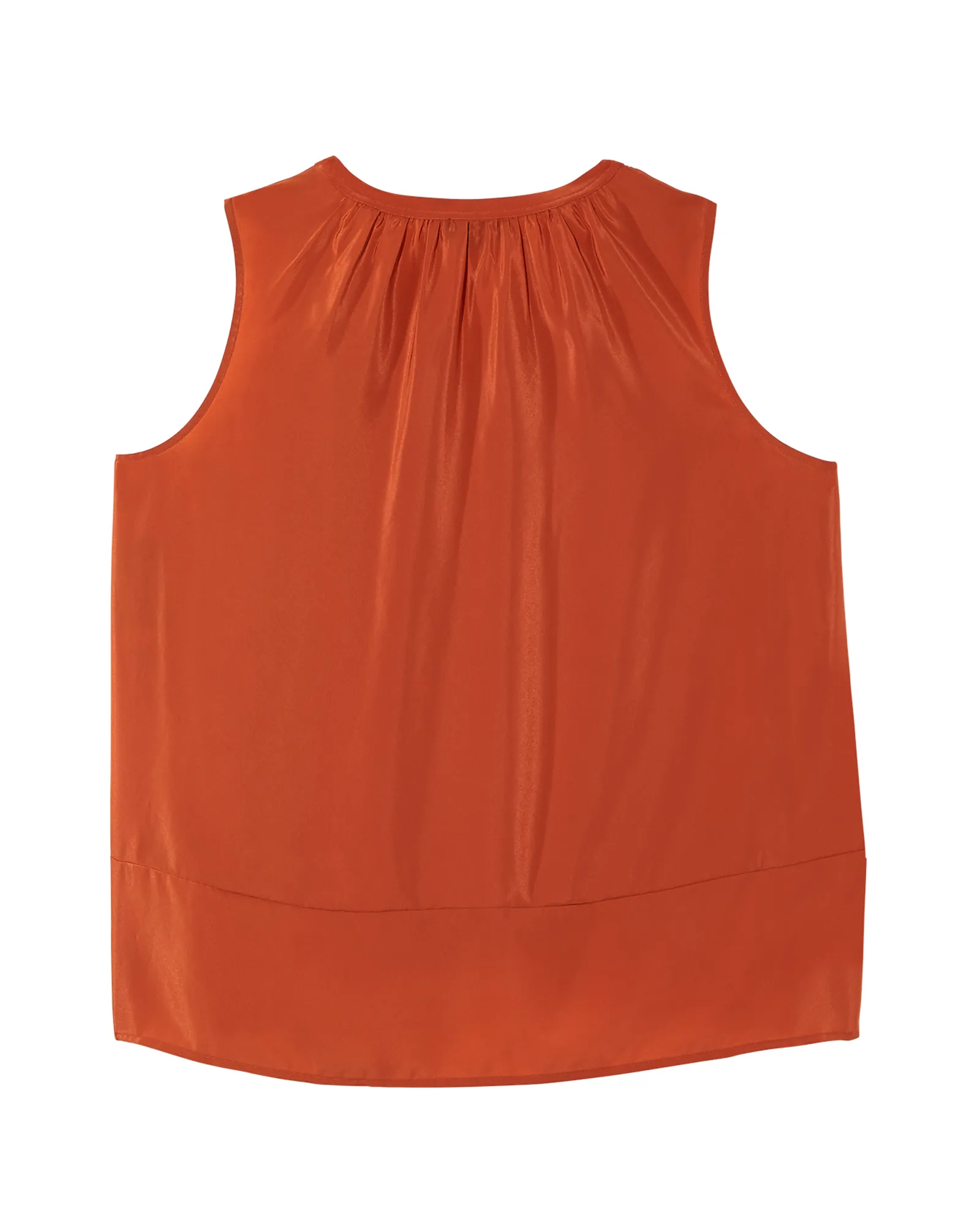 Ava Sleeveless Shirred Split Neck Tank | Orange