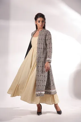 Beige Maxi Dress With Cape