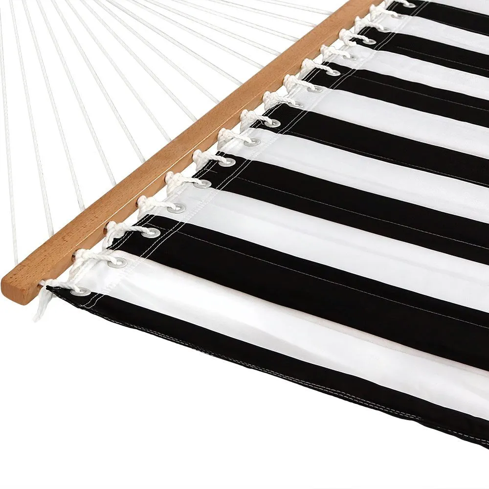 Black and White Stripes Quilted Fabric Double Hammock - Sunnydaze