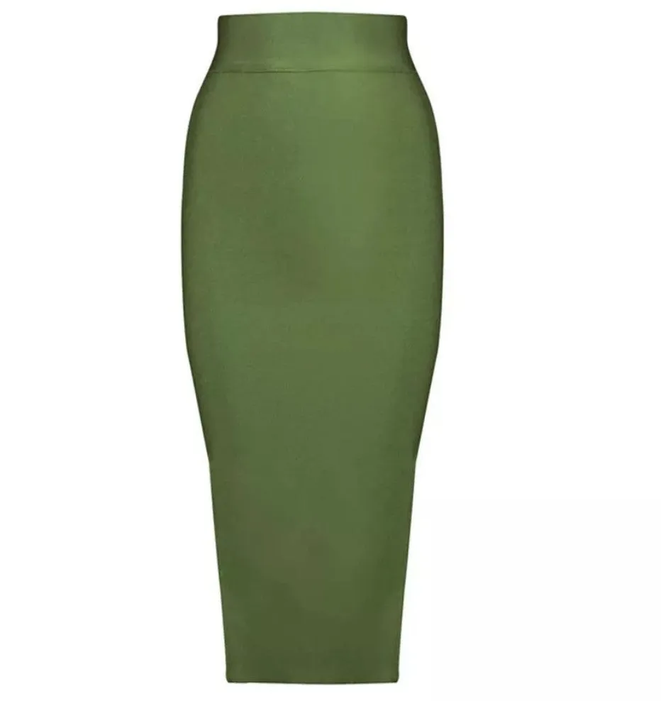 Boss Lady- High Waist Midi BANDAGE SKIRT (Multiple colors)