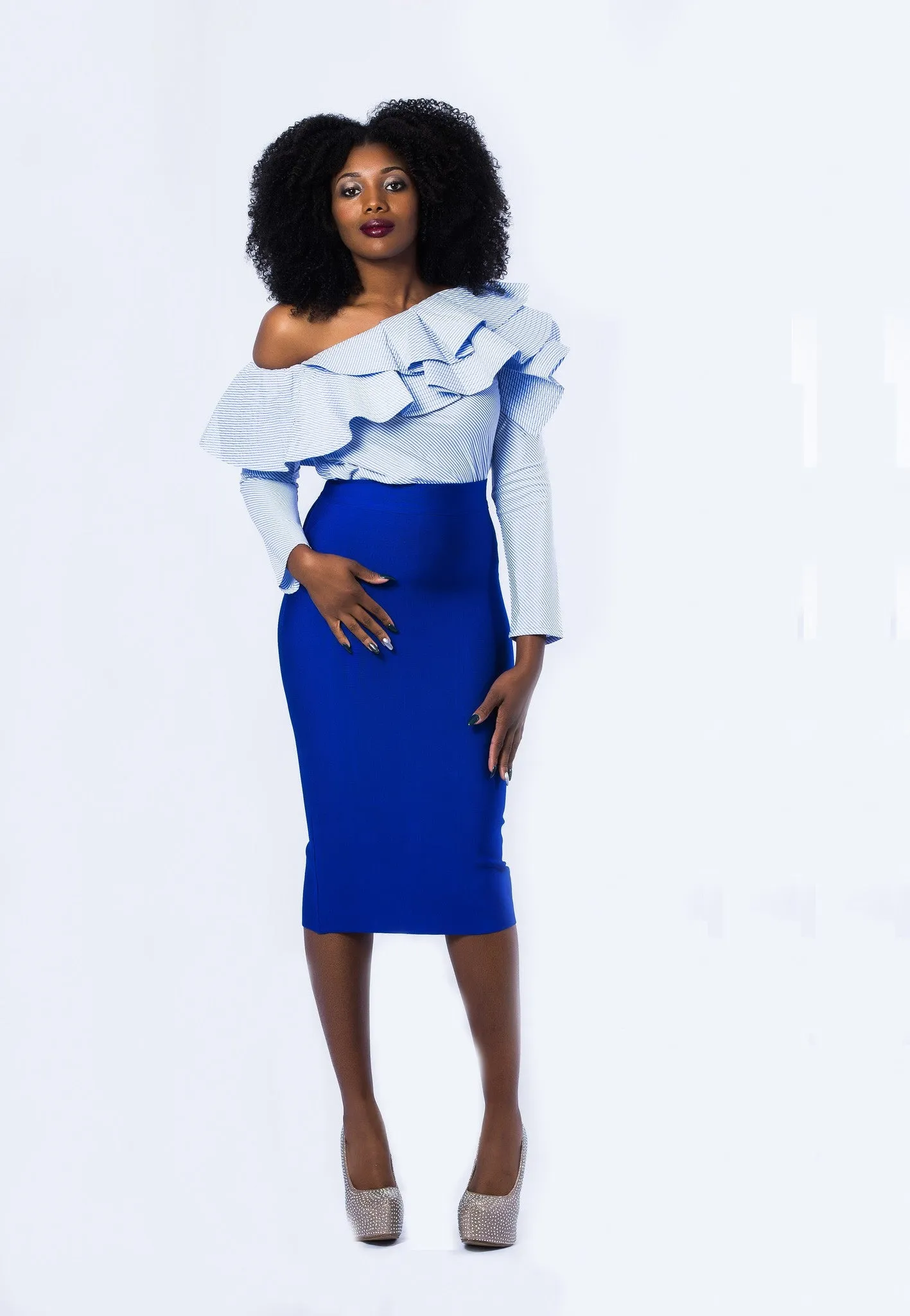 Boss Lady- High Waist Midi BANDAGE SKIRT (Multiple colors)