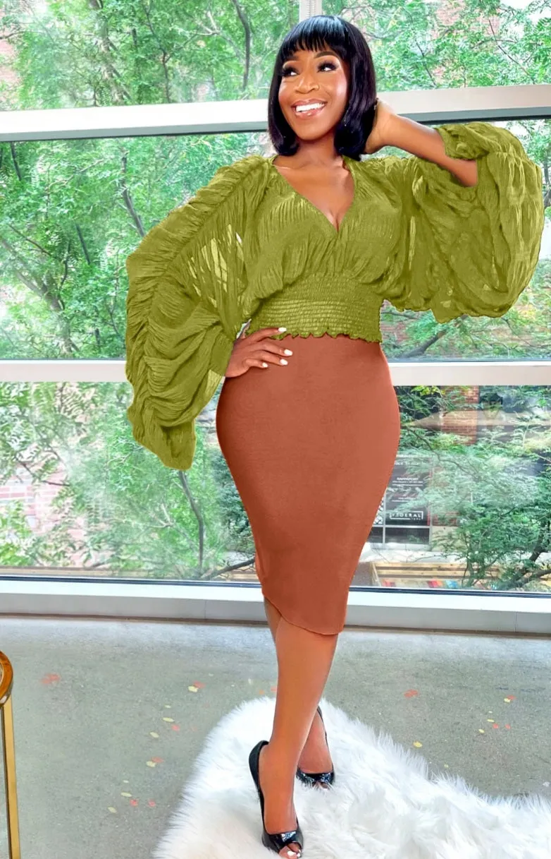Boss Lady- High Waist Midi BANDAGE SKIRT (Multiple colors)