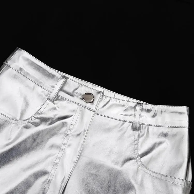 Charming Solid Color Silver Casual Pants CK10147J