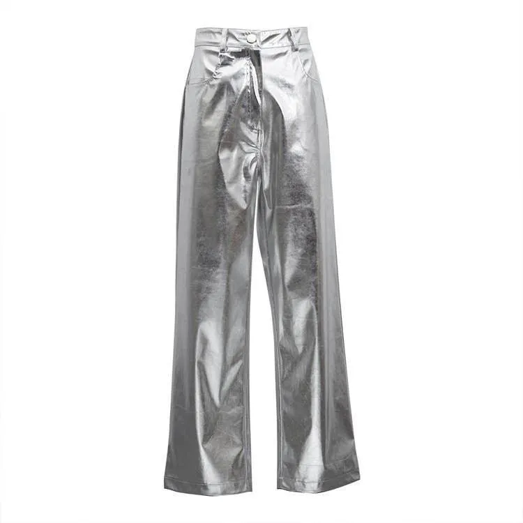 Charming Solid Color Silver Casual Pants CK10147J