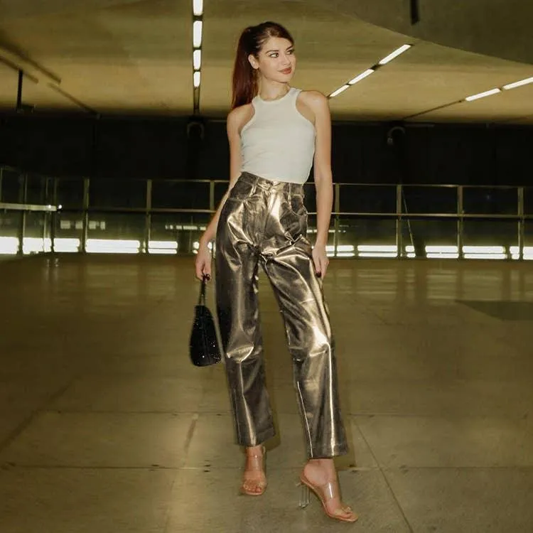 Charming Solid Color Silver Casual Pants CK10147J