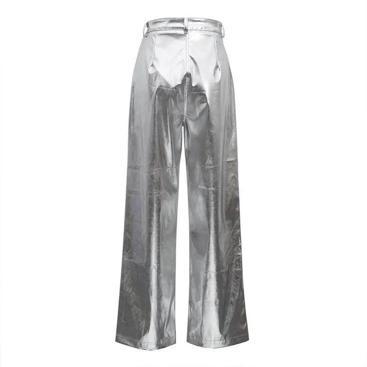 Charming Solid Color Silver Casual Pants CK10147J