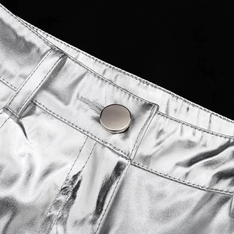 Charming Solid Color Silver Casual Pants CK10147J