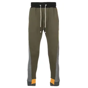 COLOR BLOCKING OFF SET LEG JOGGER (GREEN/BLACK)