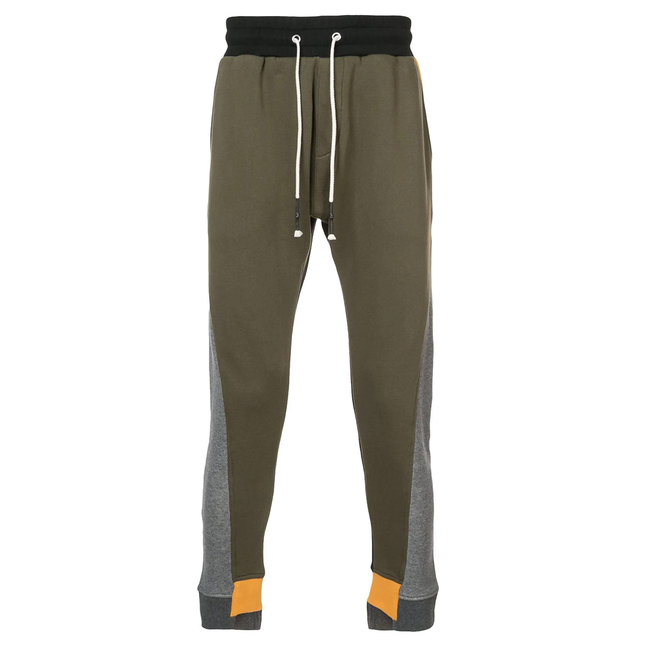 COLOR BLOCKING OFF SET LEG JOGGER (GREEN/BLACK)