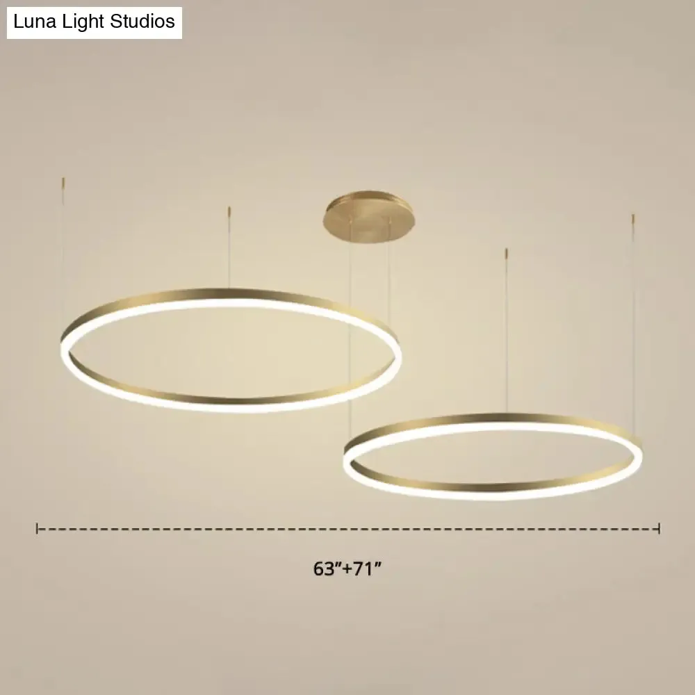 Contemporary Gold LED 2-Layer Chandelier Pendant Light with Metallic Ring