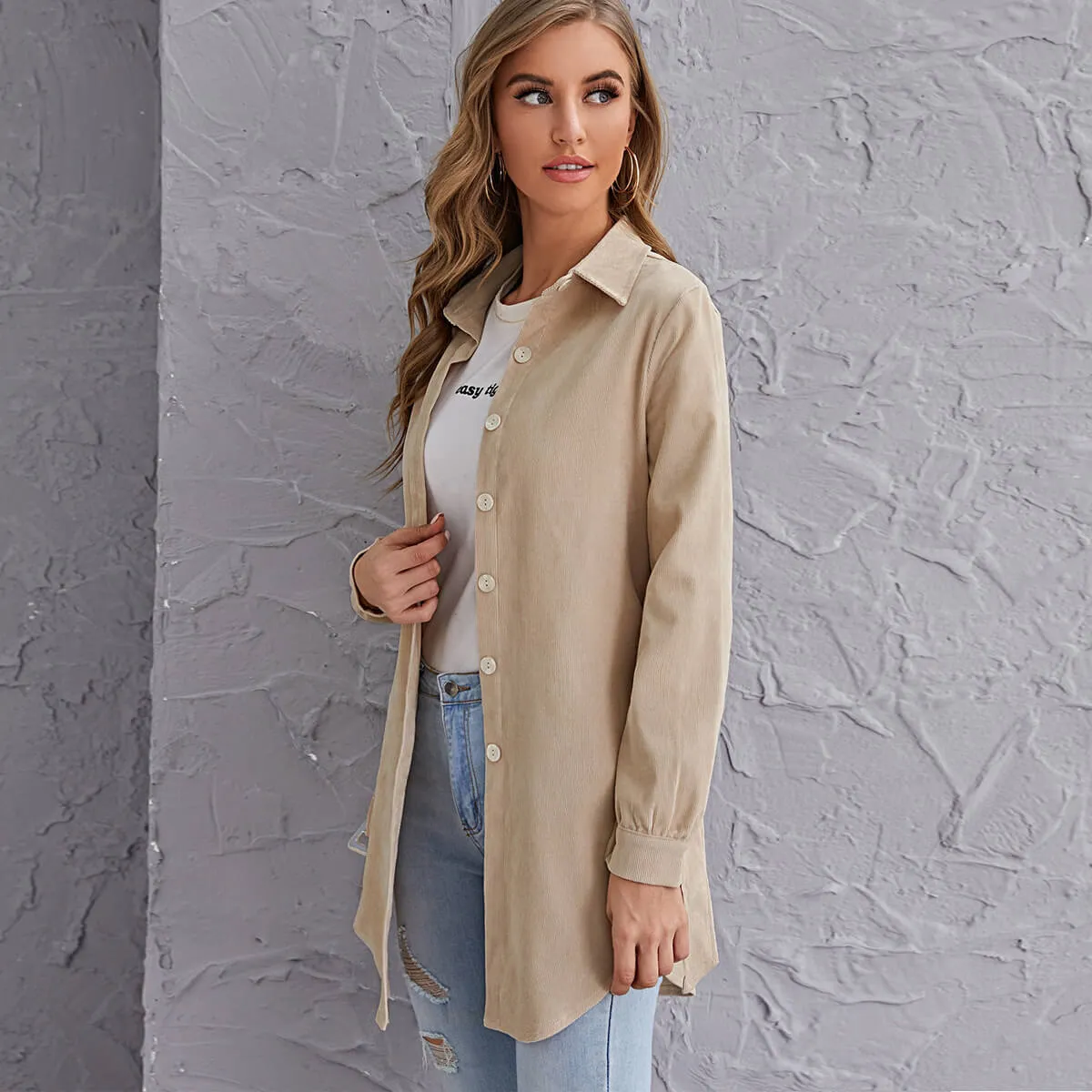 Fall 2021 Belted Cream Shacket Top