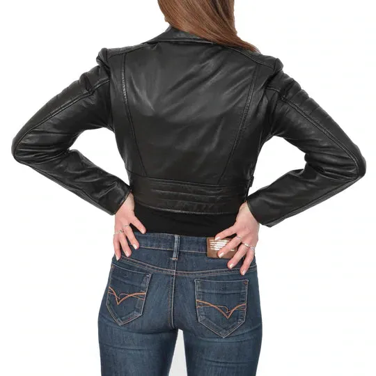 Fitted Cropped Bustier Style Women's Leather Jacket