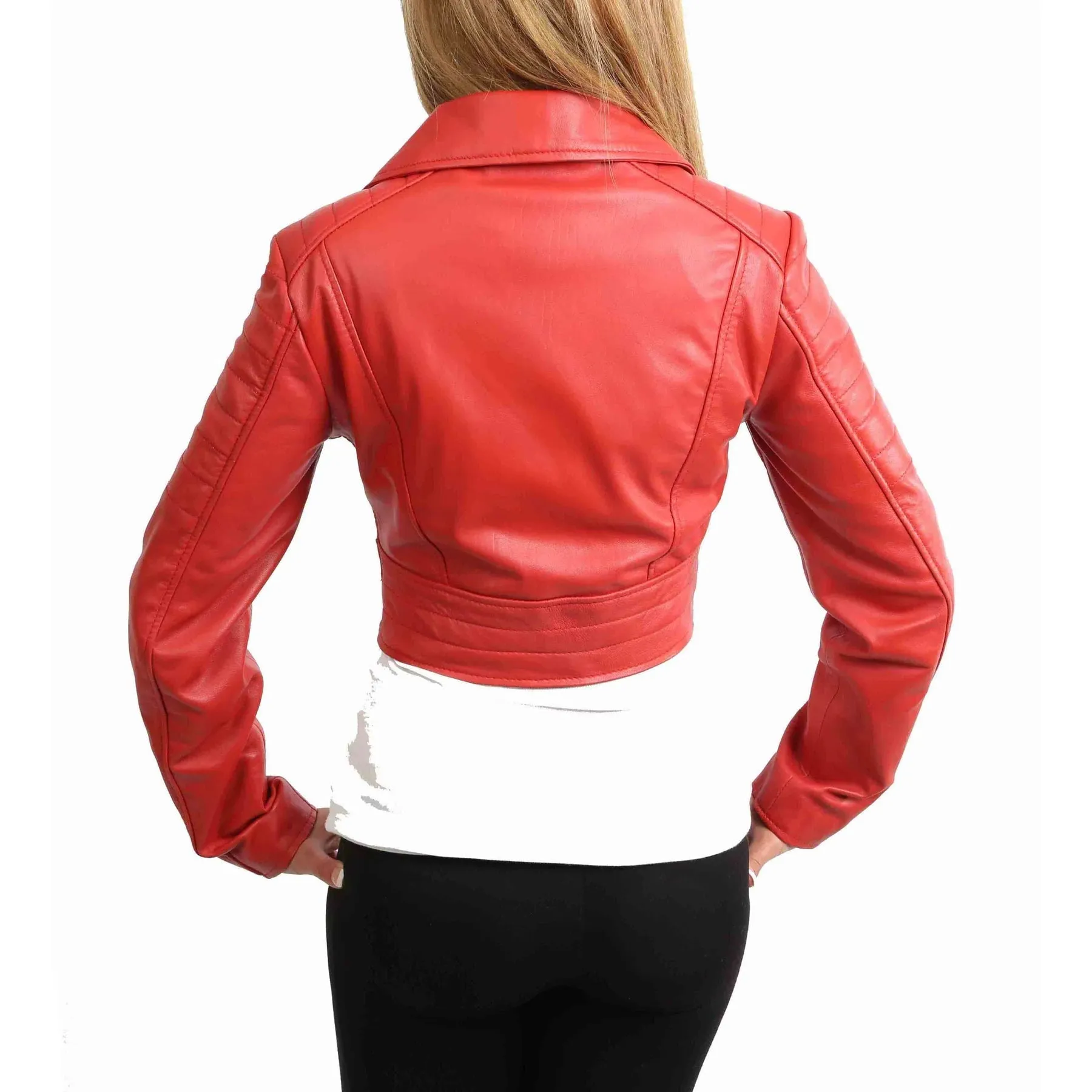 Fitted Cropped Bustier Style Women's Leather Jacket