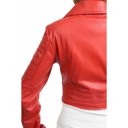 Fitted Cropped Bustier Style Women's Leather Jacket