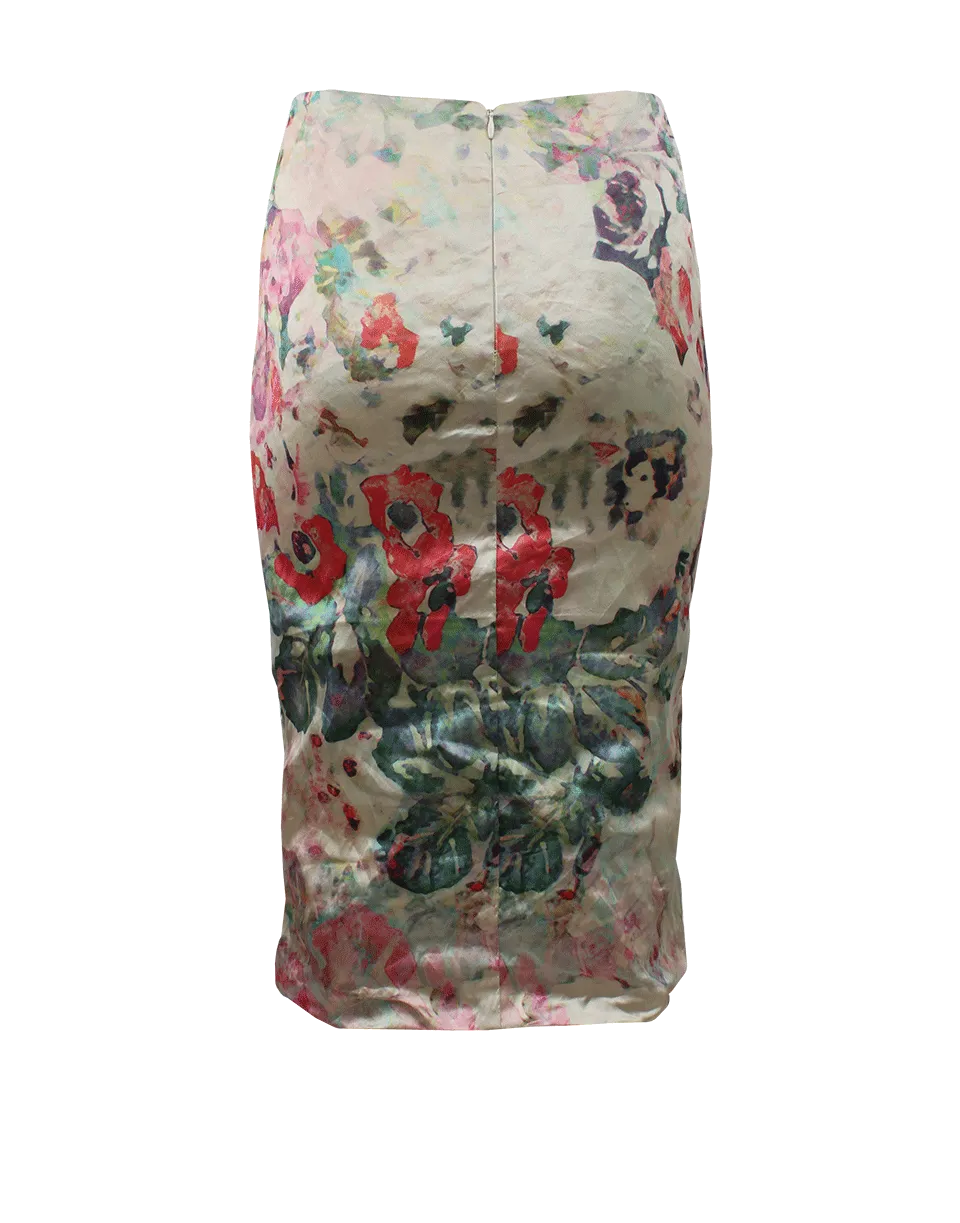 Floral Techno Metal Skirt