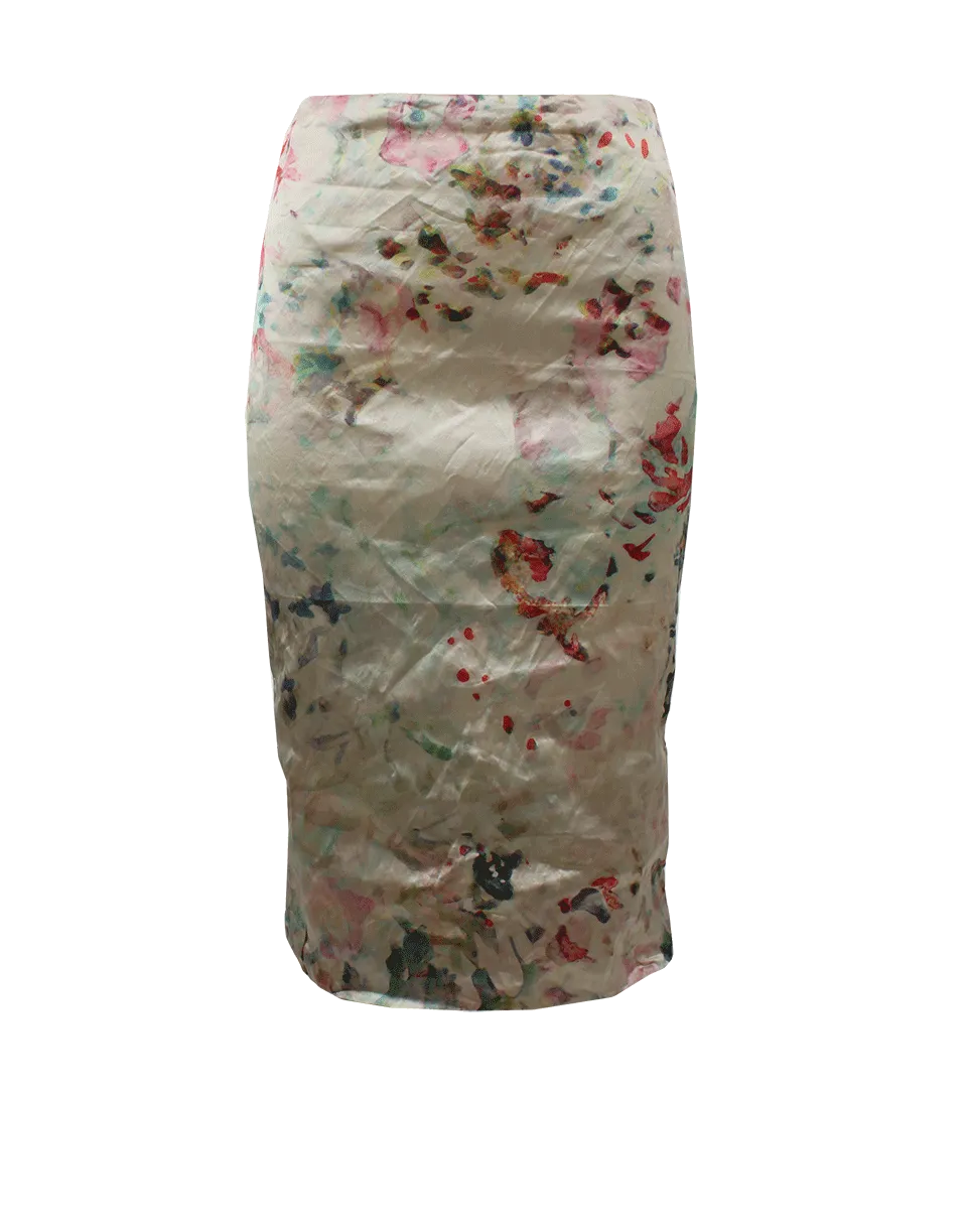 Floral Techno Metal Skirt