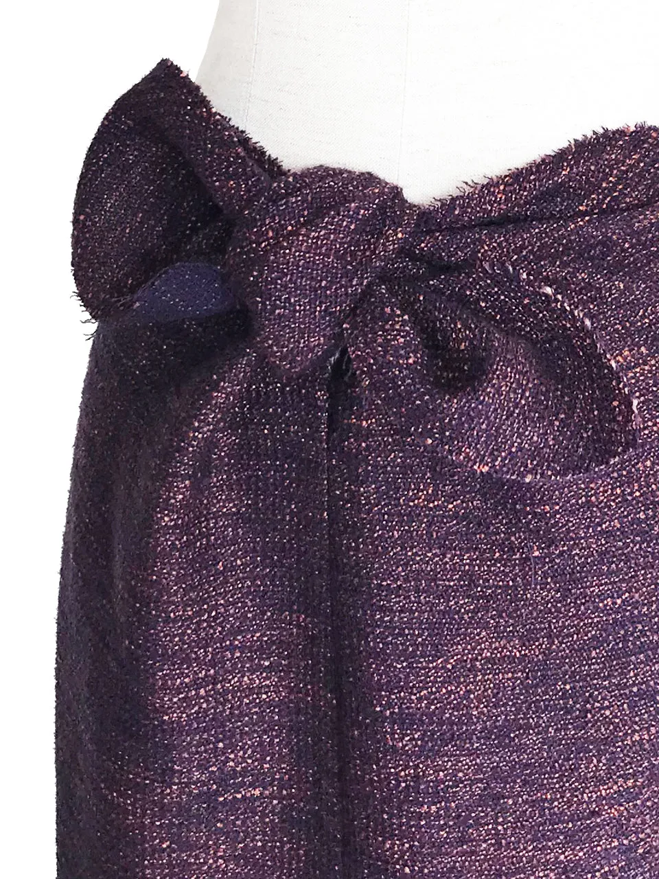 Further Sale! Purple Wool Blend Knit Front Tie Bow Tube Skirt
