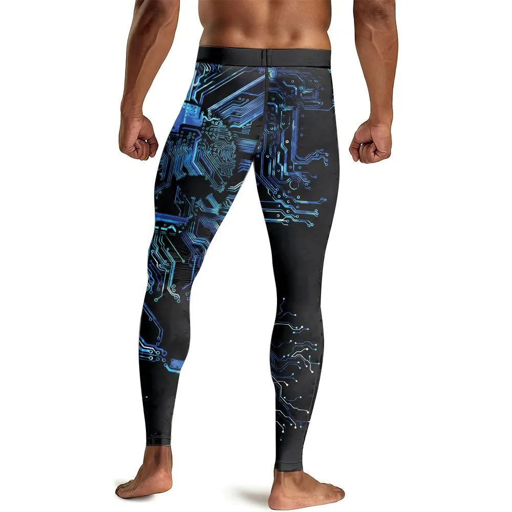 Glowing Circuit Men's Compression Leggings