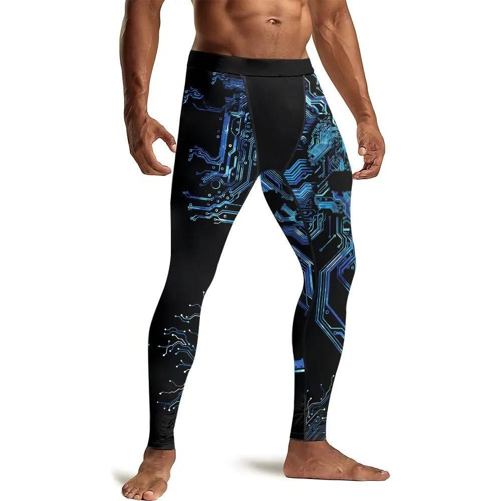 Glowing Circuit Men's Compression Leggings
