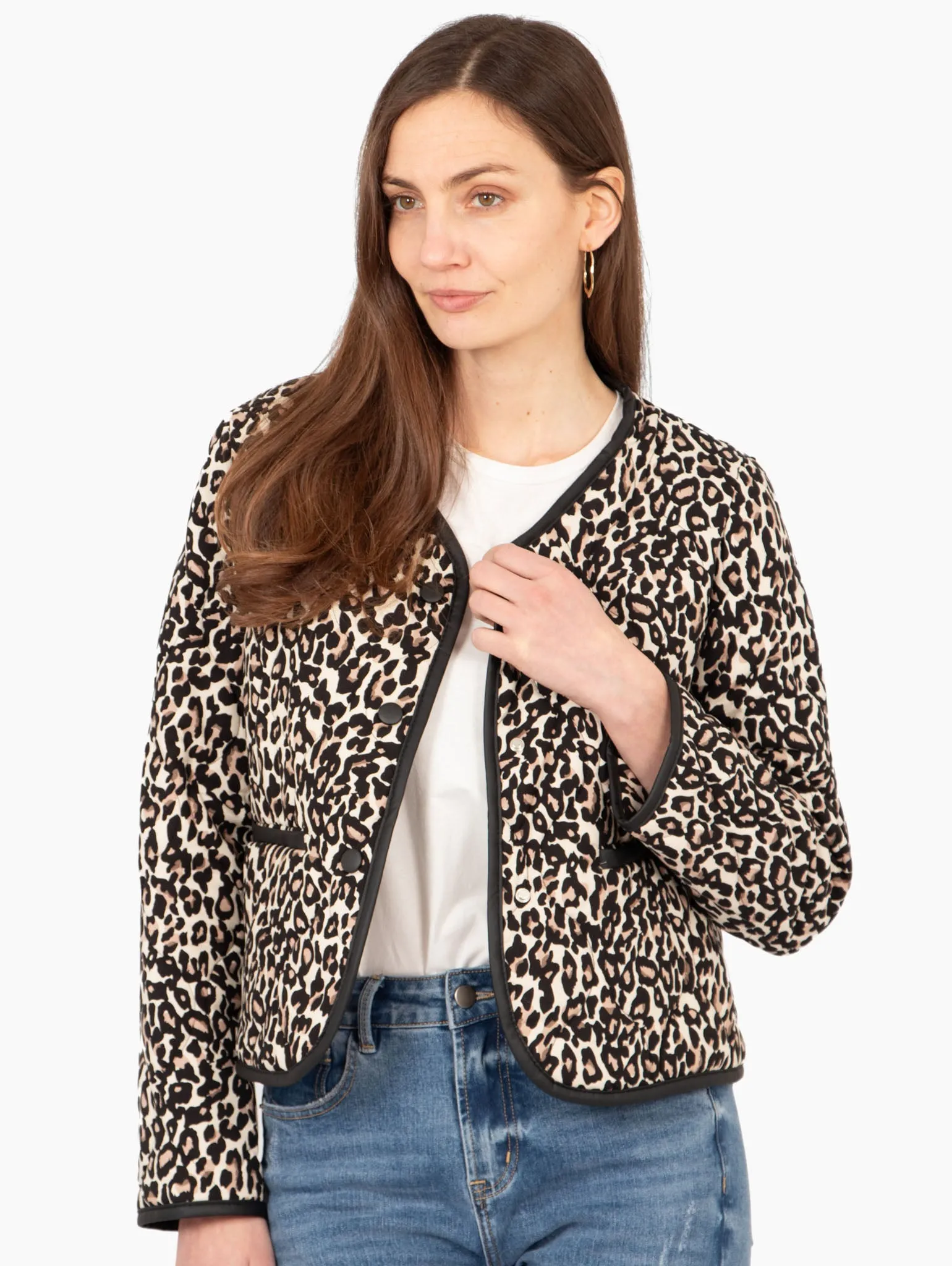 Greta Lightweight Box Jacket - Neutral, Leopard