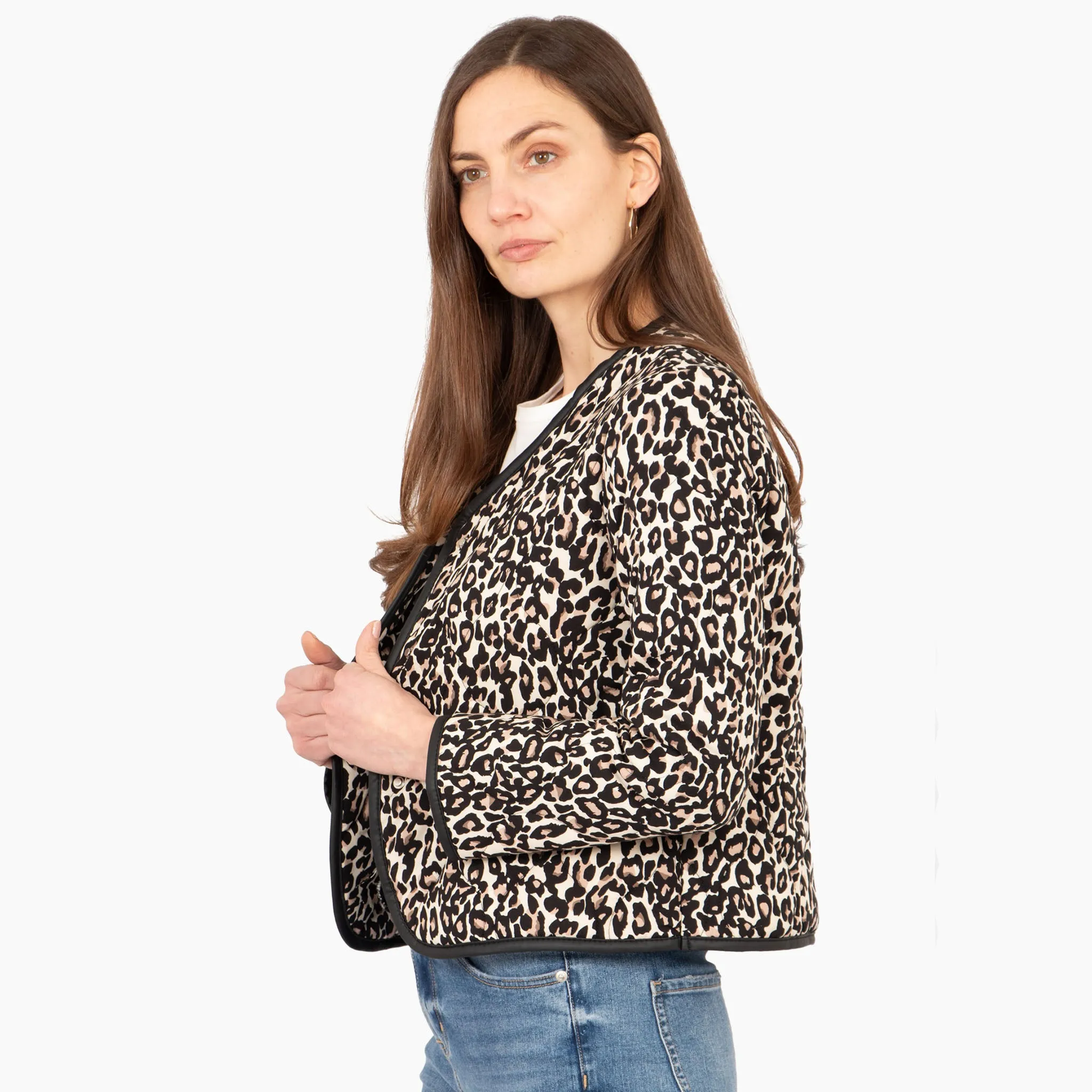 Greta Lightweight Box Jacket - Neutral, Leopard