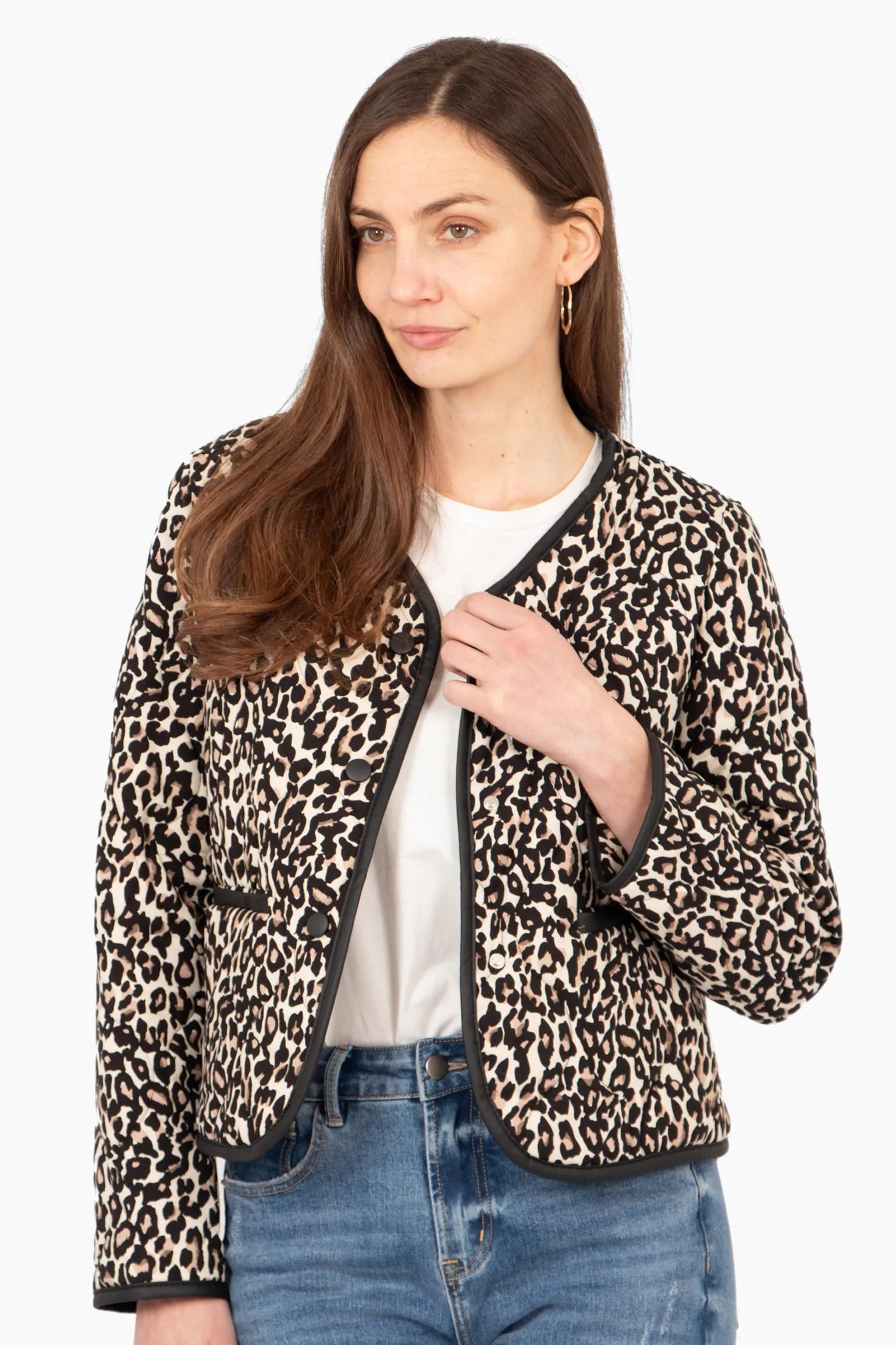 Greta Lightweight Box Jacket - Neutral, Leopard