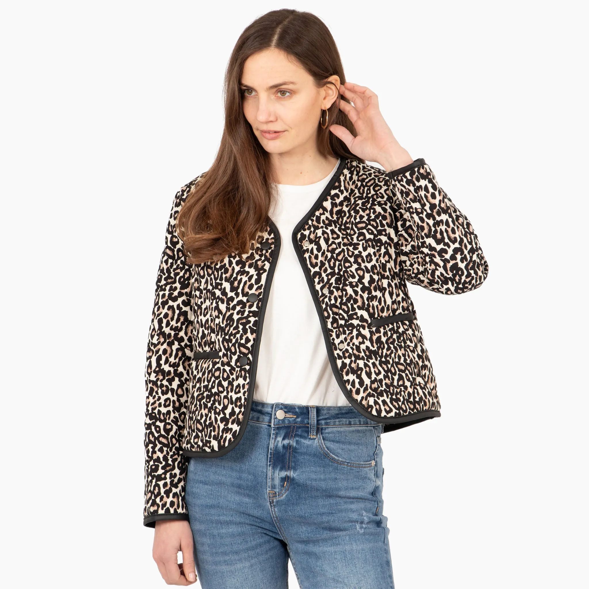 Greta Lightweight Box Jacket - Neutral, Leopard