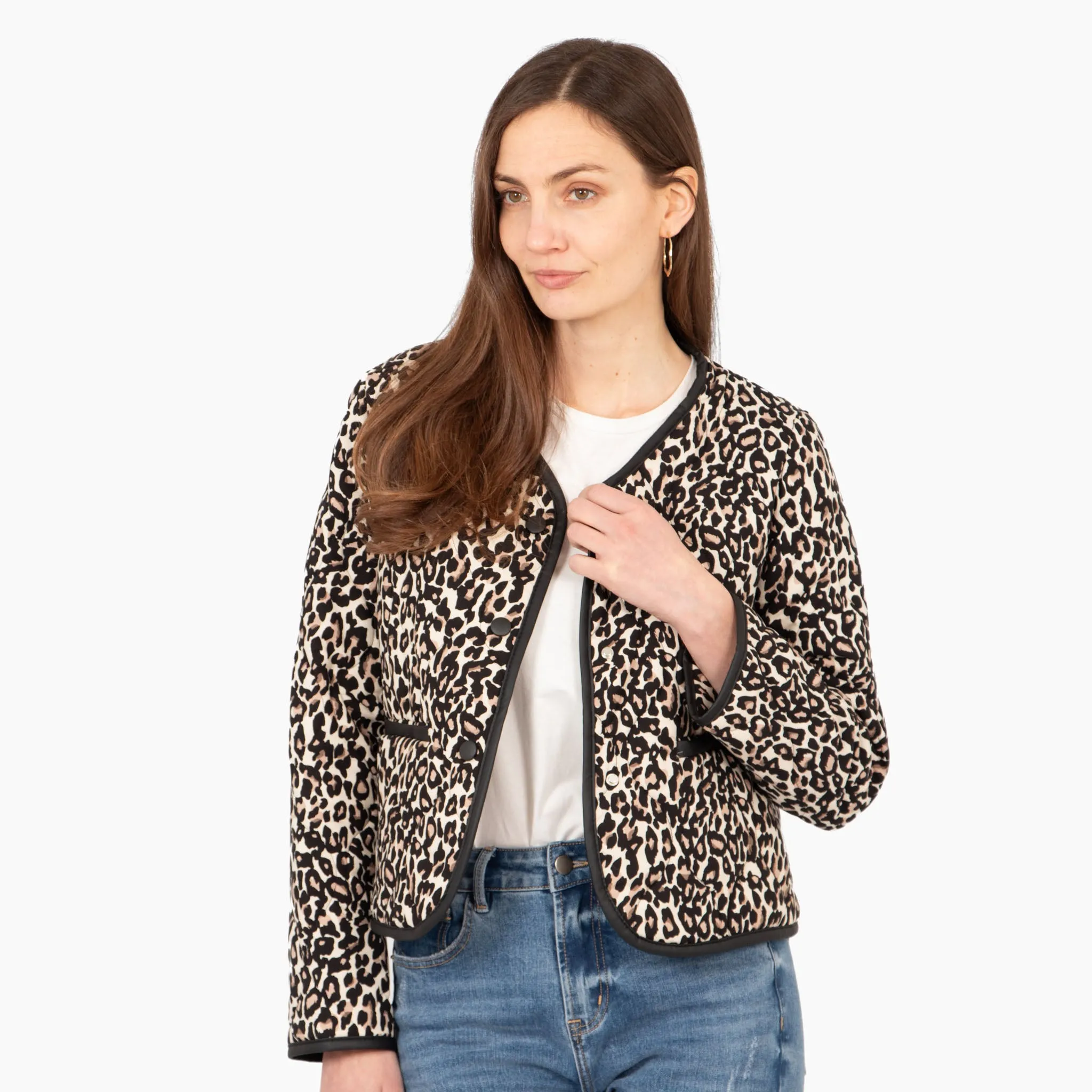 Greta Lightweight Box Jacket - Neutral, Leopard