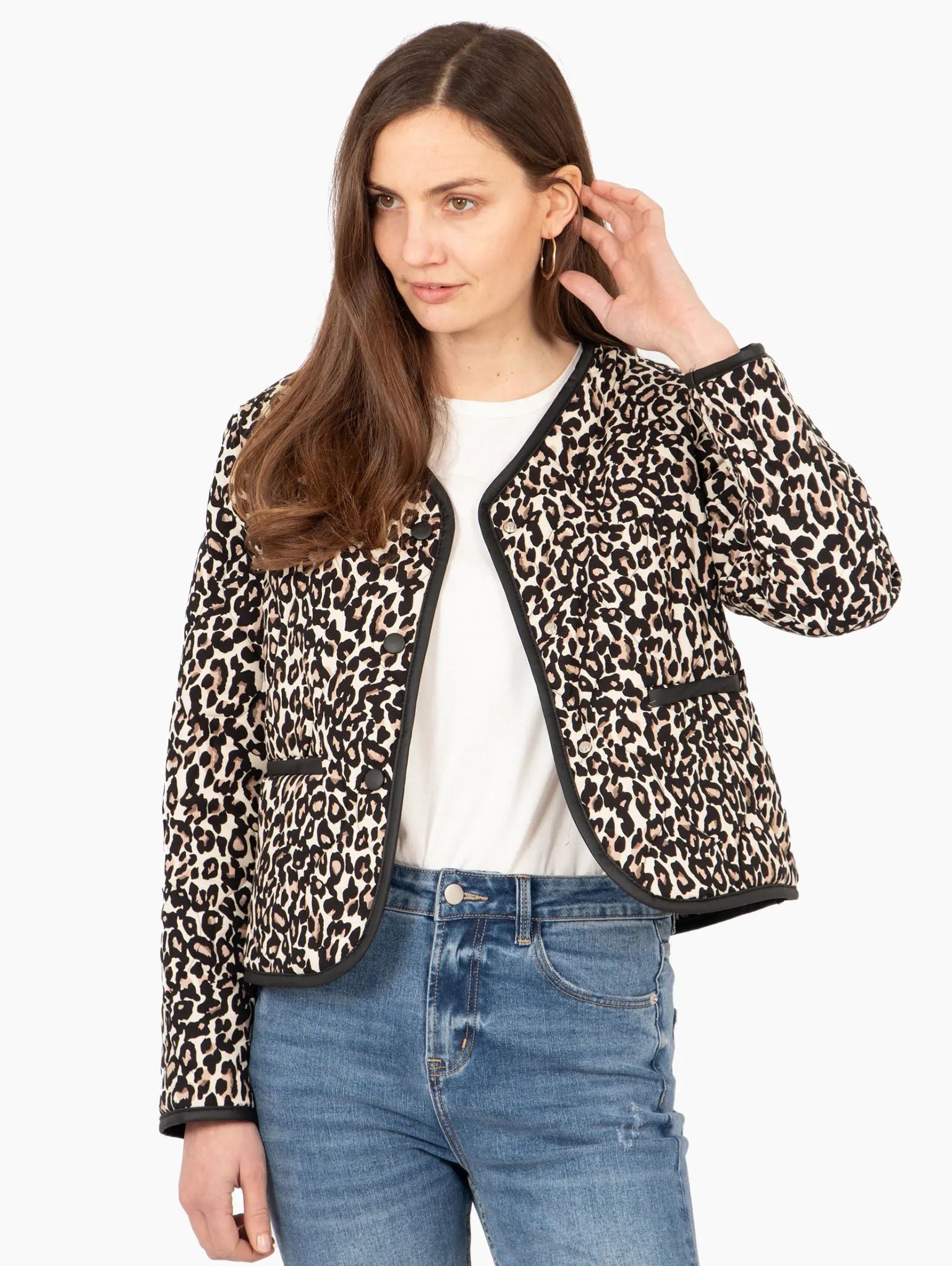 Greta Lightweight Box Jacket - Neutral, Leopard
