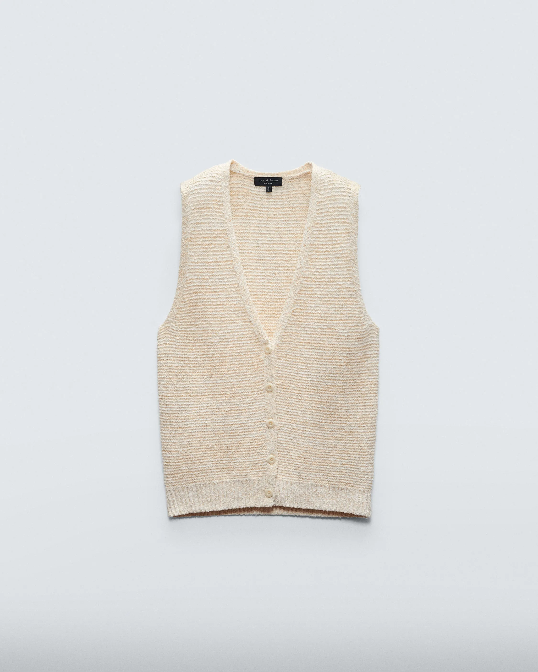 Jackie Cotton Linen Sweater Vest (Ivory)
