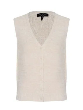 Jackie Cotton Linen Sweater Vest (Ivory)