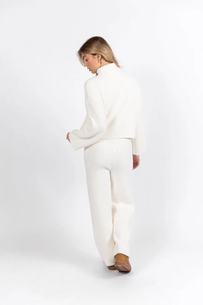 Keep It Comfy Ivory Fuzzy Turtleneck Sweater Set