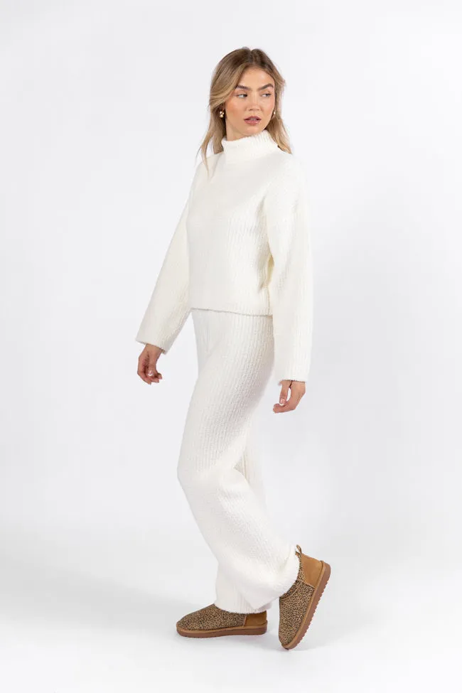 Keep It Comfy Ivory Fuzzy Turtleneck Sweater Set