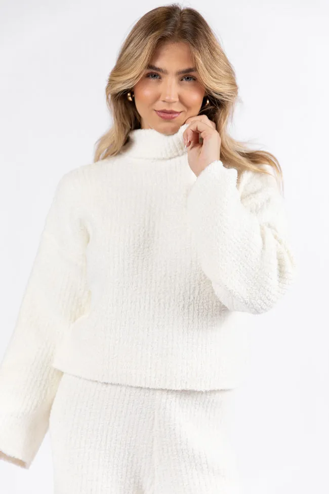 Keep It Comfy Ivory Fuzzy Turtleneck Sweater Set