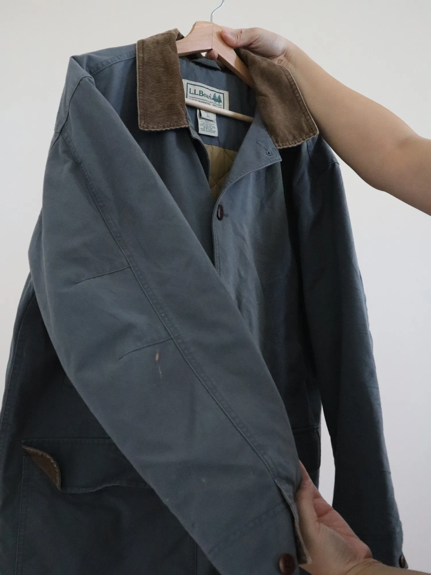 LL Bean Dusty Blue Quilted Chore Coat (L)