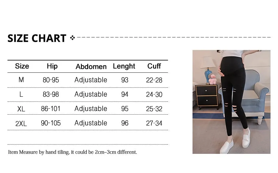 Maternity Ripped Hole pants Spring Summer High Elastic Waist Pregnant Women Pregnancy leggings