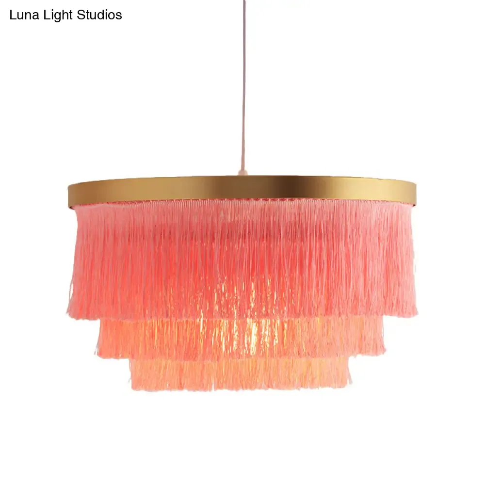 Modern 3-Layer Pendant Lamp in Grey/White/Blue - Bedroom Lighting Fixture