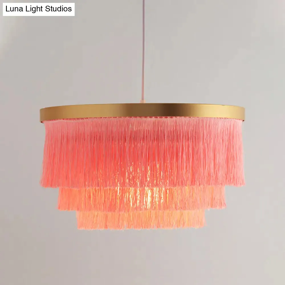 Modern 3-Layer Pendant Lamp in Grey/White/Blue - Bedroom Lighting Fixture