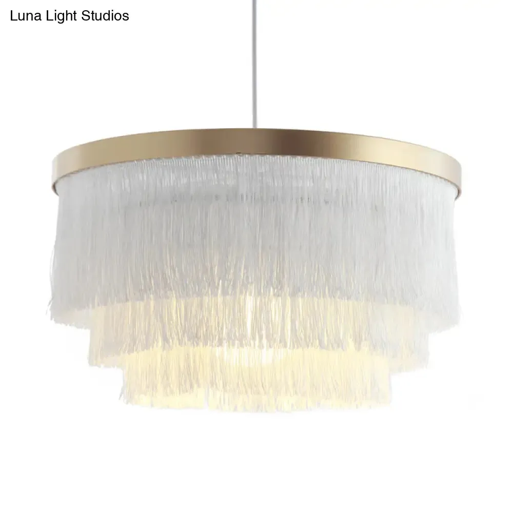 Modern 3-Layer Pendant Lamp in Grey/White/Blue - Bedroom Lighting Fixture