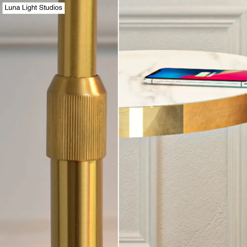Modern Metal Floor Lamp with 2-Layer Table - Ideal for Living Room Reading and Lighting