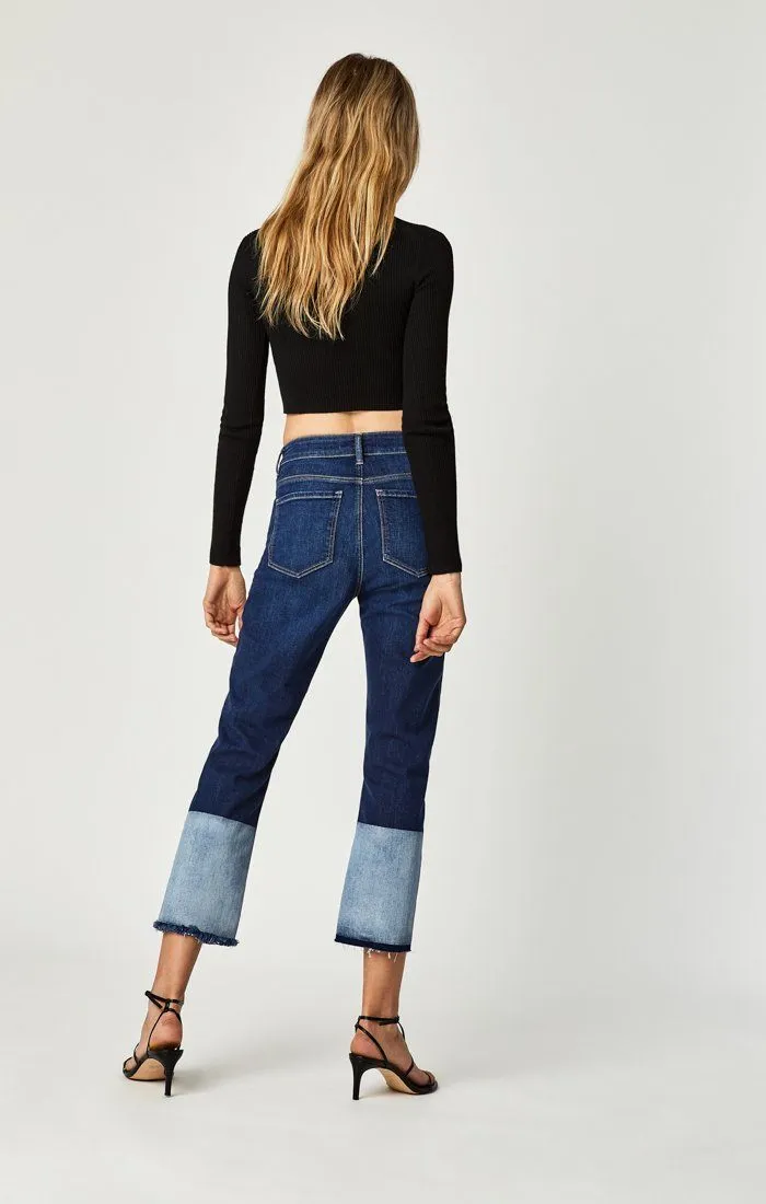 NIKI STRAIGHT CROP IN DARK INDIGO BLOCKING