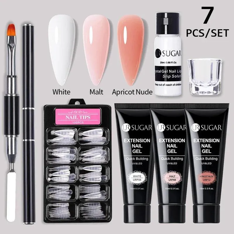 Nude Glitter Gel Nail Extension Kit: Professional, Long-Lasting & Eco-Friendly