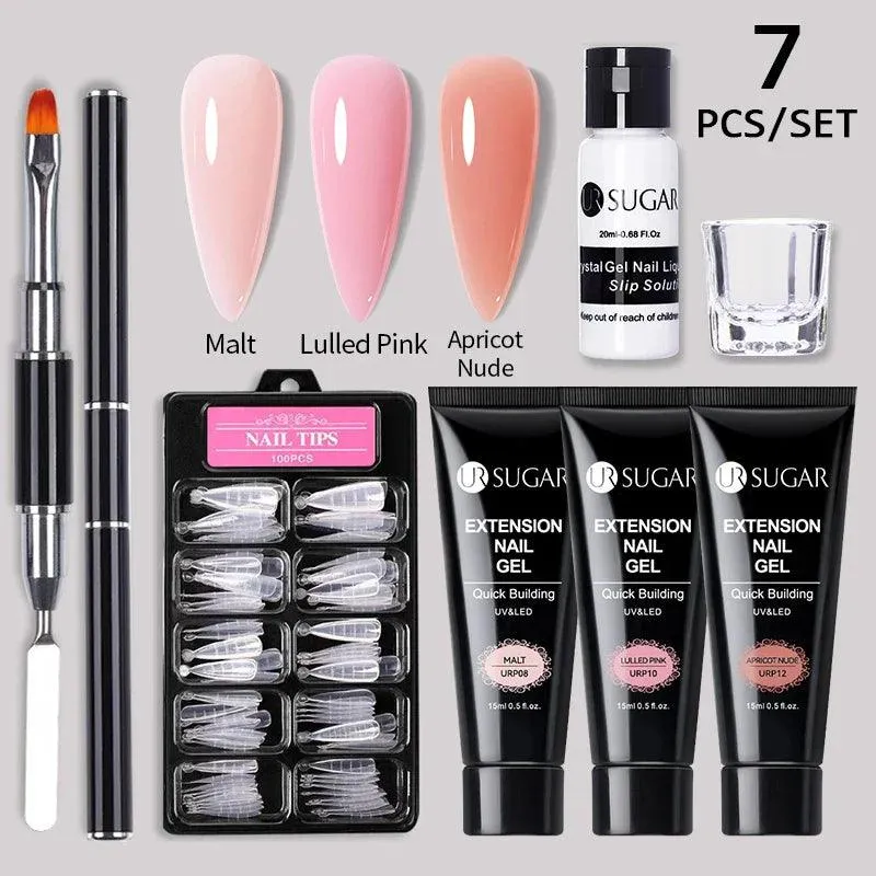 Nude Glitter Gel Nail Extension Kit: Professional, Long-Lasting & Eco-Friendly