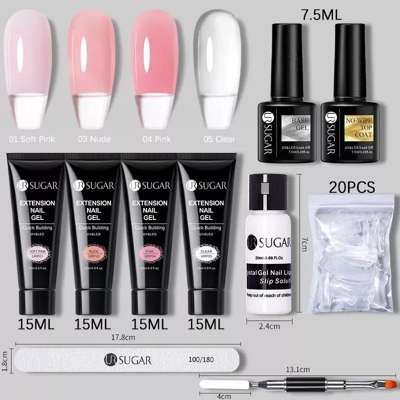 Nude Glitter Gel Nail Extension Kit: Professional, Long-Lasting & Eco-Friendly