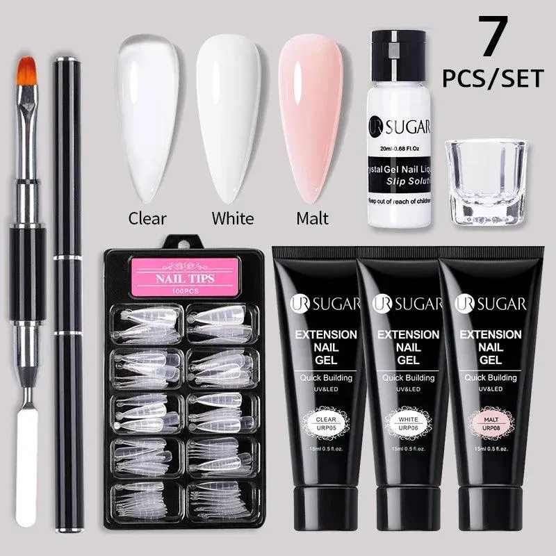 Nude Glitter Gel Nail Extension Kit: Professional, Long-Lasting & Eco-Friendly